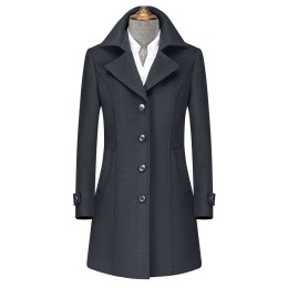 Mass-customized mid-length wool women's jacket Design hem slit Cuff adjustment button Single row four button women's suit store 50% wool 50% polyester 700grams DW5012 CHENSHANG SKLS095 Mass-customized mid-length wool women's jacket Design hem slit Cuff adjustment button Single row four button women's suit store 50% wool 50% polyester 700grams DW5012 CHENSHANG SKLS095